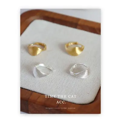 18K gold-plated geometric metal earrings, minimalist - 1