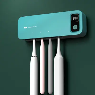 Diş fırçası sterilizatörü UV dezenfeksiyon kutusu sterilizasyon otomatik kurutma elektrikli banyo depolama rafı duvara asmak delme olmadan