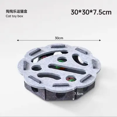 Cat toy for kittens and cats, self-entertainment, boredom relief gadget, educational maze, felt box with holes, cat teaser bell ball. - 11