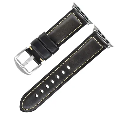 Apple Watch 3/4/5/7/8/9/SE uyumlu gerçek deri kayış, vintage - 7