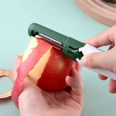 Edelstahl 2-in-1 Doppelkopf Obstmesser Schälmesser Küchen-Multifunktionsobstschäler tragbares Messer