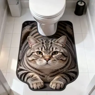 Cute Kitten Diatomite Toilet Mat, Absorbent and Quick-Drying