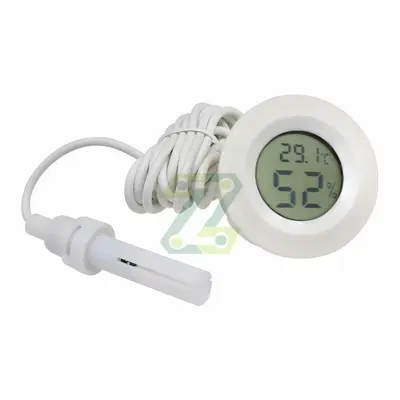 Round Embedded Digital Thermo-Hygrometer with Probe, for Cigar and Wine Cabinets - 9