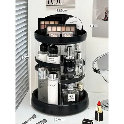 旋转化妆品收纳盒大容量梳妆台护肤品置物架亚克力桌面香水整理架 - 7