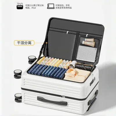 Expandable 20 Inch Travel Suitcase with Side Opening and Combination Lock - 4