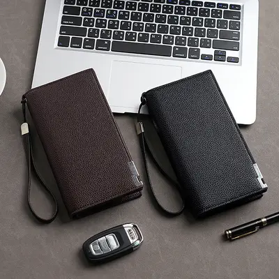 Men's Long Wallet with Zipper and Multiple Card Slots, Multifunctional - 4