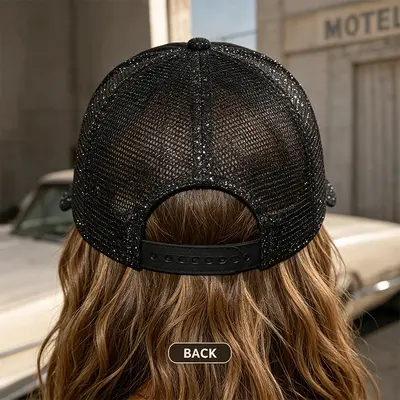 Cross-Border Outdoor Sports Baseball Cap mit Buchstaben-Pailletten, atmungsaktiv, modisches vielseitiges Sonnenschutzcap, Damencap mit Schirm - 3