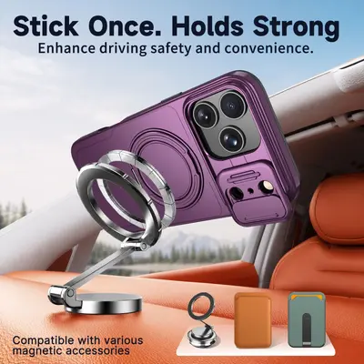 iPhone 18 Pro Case with 2-in-1 Sliding Lens and 360° Stand