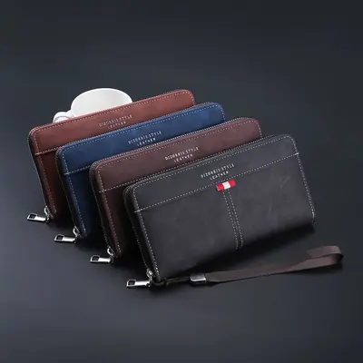 Men's Long Zipper Wallet with Large Phone Compartment - 1