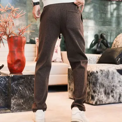 Winter Herrenhose aus Wollmischung, gefüttert, lockere gerade Passform