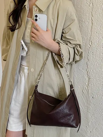 Dumpling-Achseltasche aus Öl-Wachsleder, Herbstmodell 2026, Schultertasche - 3