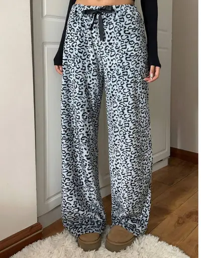 Leopard Print Long Wide-Leg Casual Pants - 9