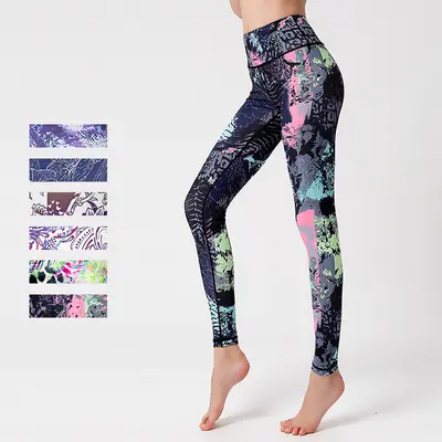 Baskılı Yoga Pantolonu, Yüksek Bel, Kalça Kaldırıcı Tayt