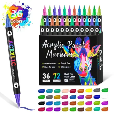 Acryl-Markerstifte mit Doppelspitze, 72 Farben, für Kinder - 9