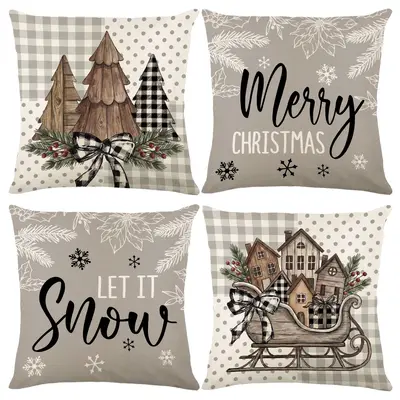Winter New Christmas Custom Printed Pillow Cover Cross-border Christmas Decorative Sofa Cushion Cover Bedroom Throw Pillow Case - 13