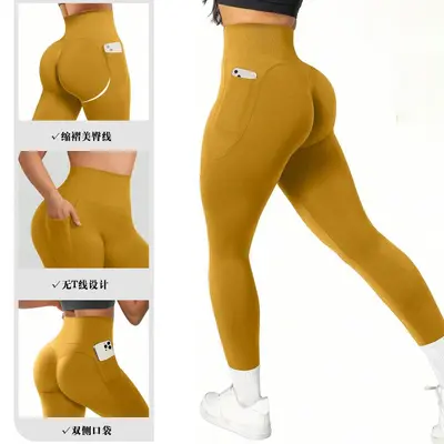 High-Waist Women's Yoga Pants with Side Pockets, Plus Size Stretch - 3