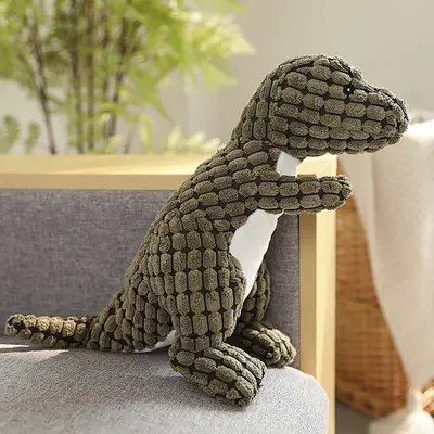 Durable Squeaky Dog Toy, Rope Knot Lizard Plush - 11