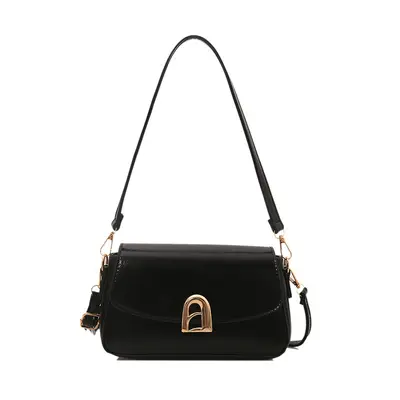 Textured Small Square Women's Bag with Locking Shoulder Strap - 6