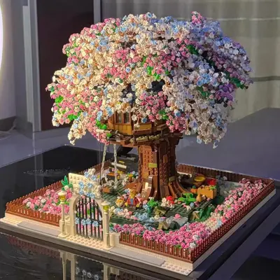 Cherry Blossom Treehouse Building Block Set, Large Princess Series - 5