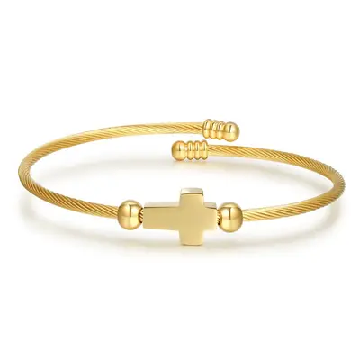 Titanstahl-Armreif, Kreuzdesign, verstellbar - 4