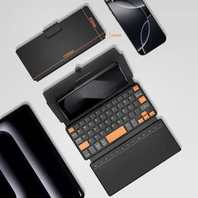 Dual Bluetooth Mini Numeric Keypad with Foldable Leather Case Stand