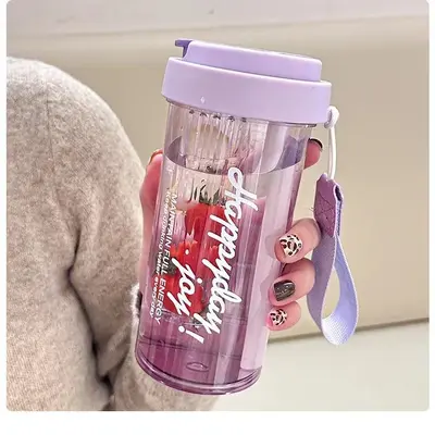Plastic Straw Water Cup, Heat-Resistant, Tea-Water Separation - 10
