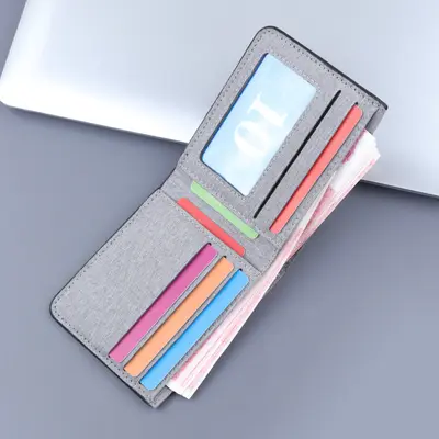 Erkek Kanvas Kısa Cüzdan, Kartlıklı, Ultra İnce - 4