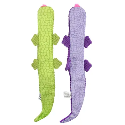 Two-Tone Lizard Pattern Faux Leather Dog Dental Chew Toy with Squeaker - 5