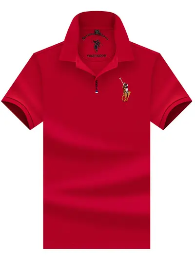 Men's Short Sleeve Polo Shirt, Solid Color, Moisture-Wicking