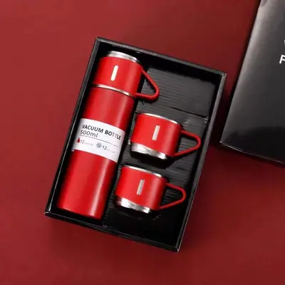 304 Stainless Steel Thermos Cup Set, Straight Body, 1 Cup 3 Lids - 13