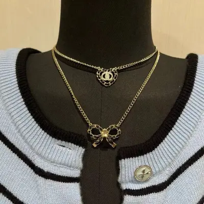Brass women's necklace, letter design, vintage style - 1