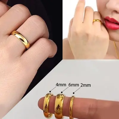Women's European and American Cross-border Titanium Steel Ring, Non-fading, Shiny, Simple Flat Ring, 2 4 6mm Stainless Steel Niche Ring