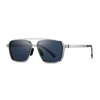 Ultra-Light Steel Frame Square Polarized Sunglasses for Men, Model S15227 - 6