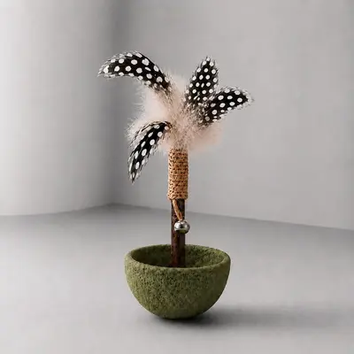 Catnip Cat Tumbler Toy with Feather Teaser and Silvervine Chew Stick - 7
