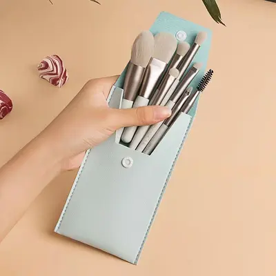 Yüksek kaliteli makyaj fırçası 8 parçalı taşınabilir kapatıcı pudra fırçası seti yumuşak kıllı güzellik göz farı aracı makyaj - 11