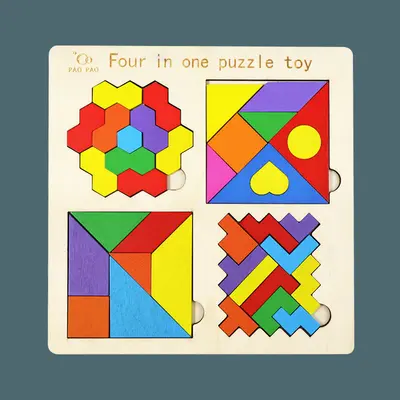 Tangram puzzle blocks, round and heart shapes, early education toy - 9
