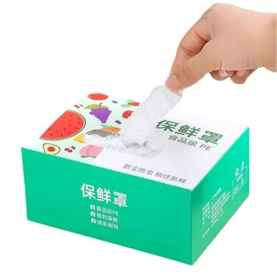 Taze tutma çantası tepsi kapağı tek kullanımlık plastik sarma örtüsü elastik gıda sınıfı ev buzdolabı artık plastik sarma ile