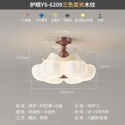 Retro Bedroom Ceiling Light, French Vintage Style, Full Spectrum Eye-Care - 11
