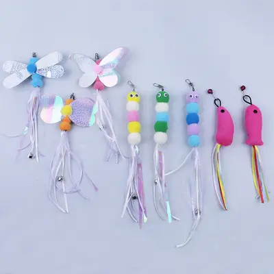 Cat Teaser Wand Replacement Heads with Butterfly, Caterpillar and Mouse - 2