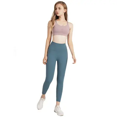 Ningbo büyük ağaç yüksek belli kadınlar için çıplak yoga pantolonu, dikişsiz çabuk kuruyan sıkı koşu fitness pantolonu, popo kaldırıcı spor yoga kıyafeti.