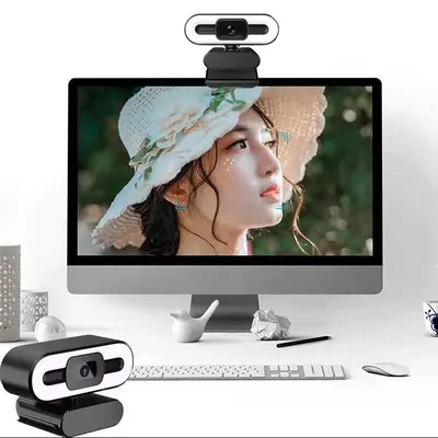 Computer camera 4K USB with adjustable 3-color fill light