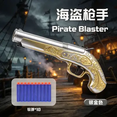Pirate Soft Bullet Gun with Suction Cup Darts, Children's Toy Mini Pistol - 11