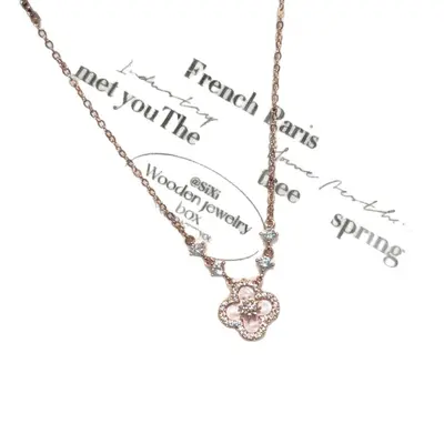 18K Gold Zirkonia Perlmutt-Halskette Schlüsselbein-Kette für Damen