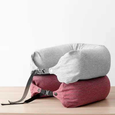 Muji U şeklinde yastık, kaliteli boyun yastığı, Japon çizgili parçacık yastığı, ofis şekerleme boyun yastığı, seyahat uçak yastığı - 3