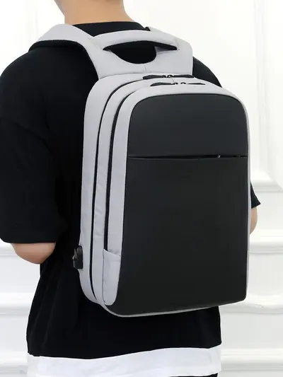 Waterproof Rechargeable Laptop Backpack, Contrast Color, Multifunctional - 4