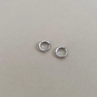 925 Silver Hoop Earrings Korean Style Hypoallergenic - 4