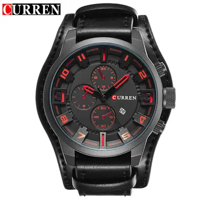 CURREN 8225 erkek saati, büyük kadran, su geçirmez, takvim fonksiyonu