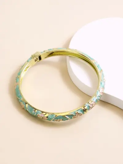 New Jingdezhen Cloisonné Bracelet Palace Style Enamel Painted Bangle Drip Oil Floral Series Open Cuff Rhinestone Jewelry Wholesale - 8