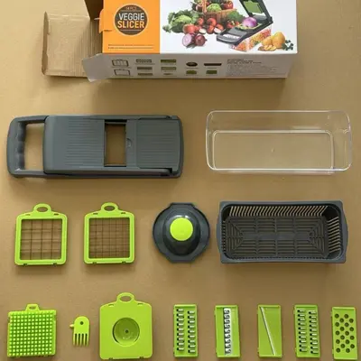 Multifunktionales Gemüseschneider-Set für Küche - Gemüsehobel Gemüseschneider Würfelschneider Julienne-Schneider Gemüsereibe - 9