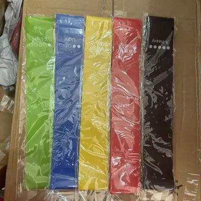 TPE弹力环康复训练阻力带 五色套装家用健身拉伸瑜伽深蹲练臀圈 - 11